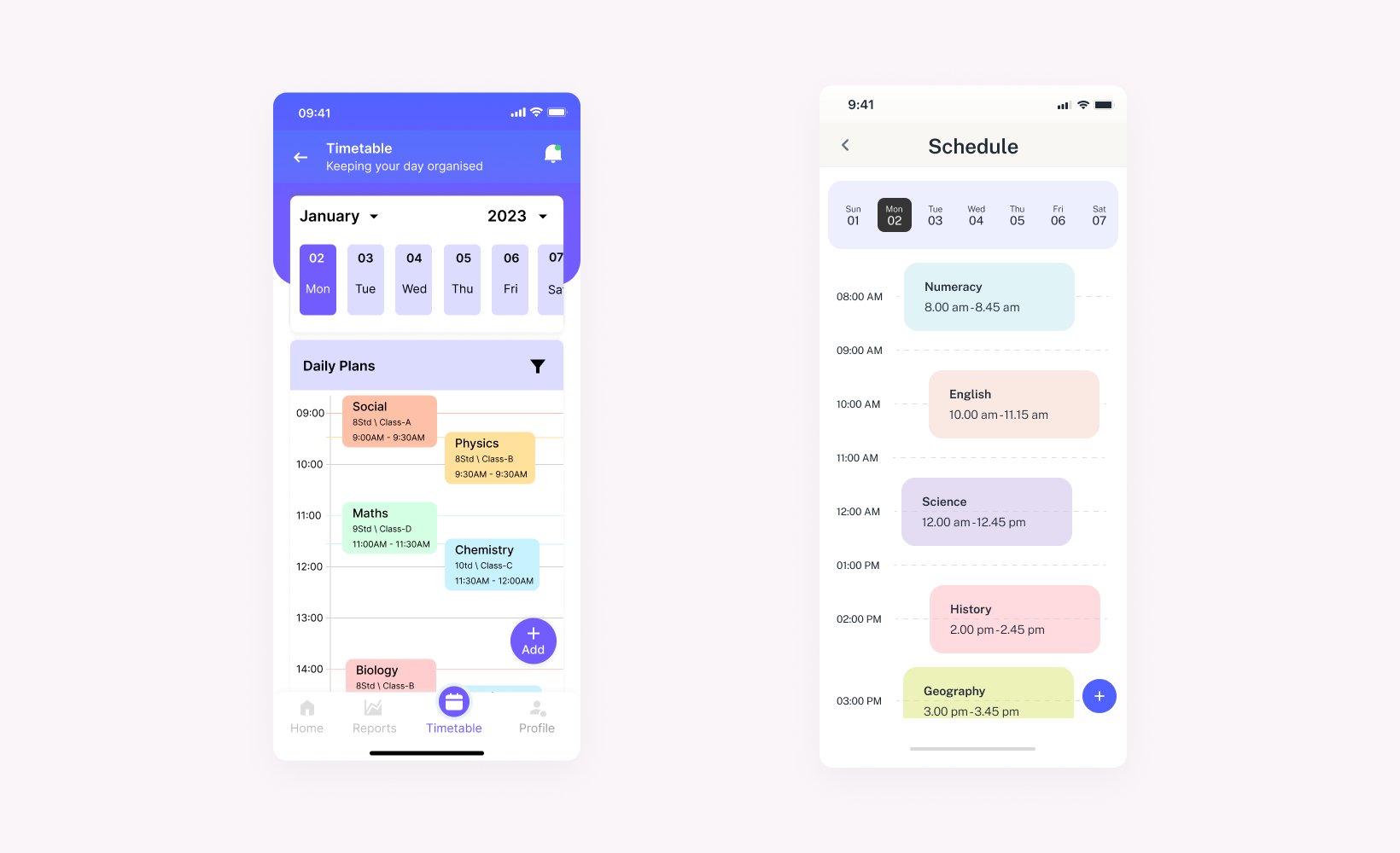 Schedule view